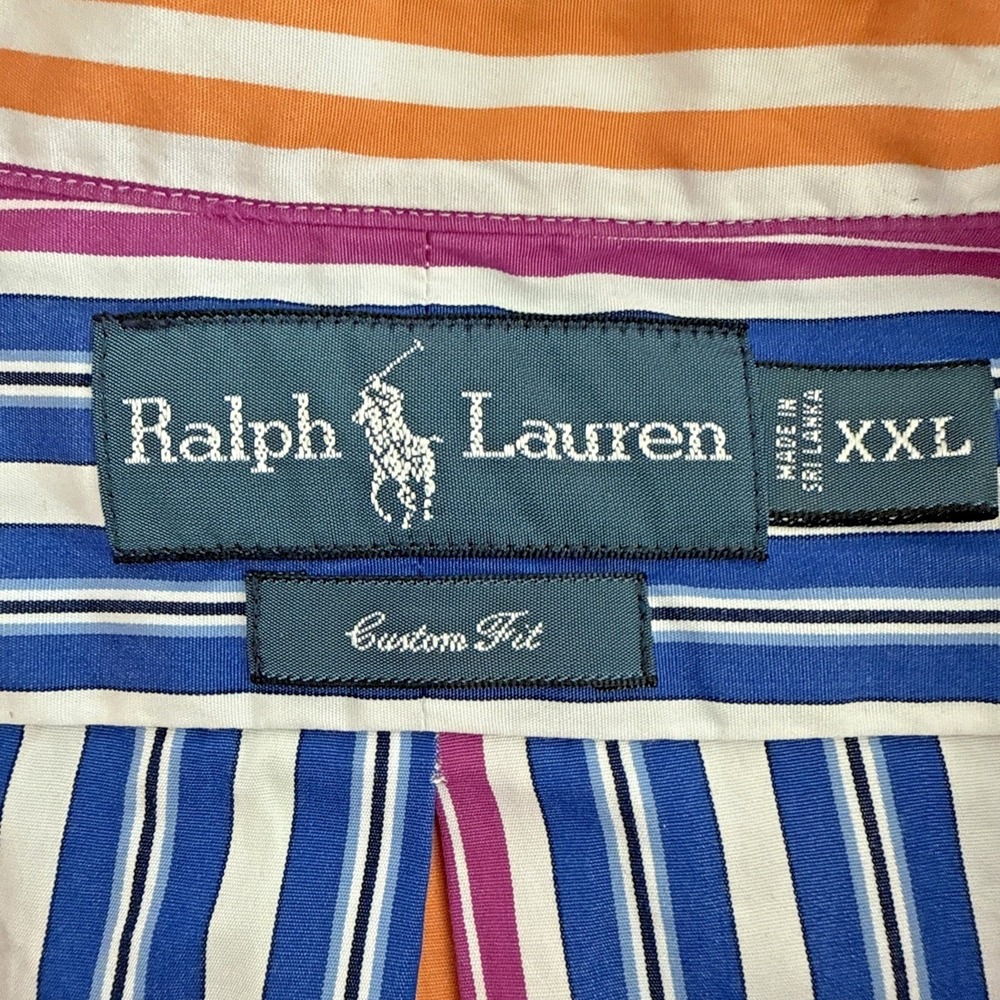 Ralph Lauren Mens Striped Long Sleeve Button Shirt XXL Custom Fit Office Preppy - Picture 4 of 11